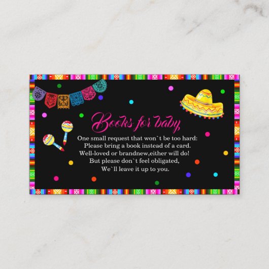 Fiesta waterverf baby shower boeken voor baby informatiekaartje (Voorkant)