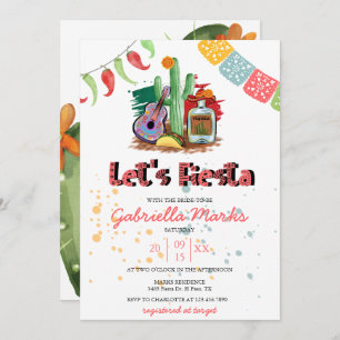 Fiesta Waterverf Bridal Shower Invitation Kaart