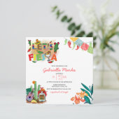 Fiesta | Waterverf Bridal Shower Invitation Kaart (Staand voorkant)