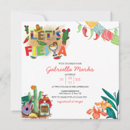 Fiesta | Waterverf Bridal Shower Invitation Kaart