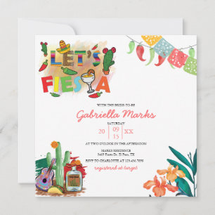 Fiesta Waterverf Bridal Shower Invitation Kaart