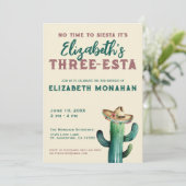 Fiesta Waterverf Cactus Drie-esta Verjaardag Kaart (Staand voorkant)