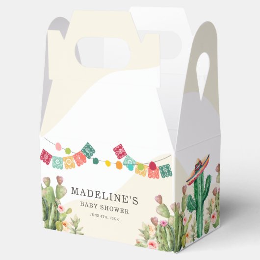 Fiesta Waterverf Cactus Mexicaans Baby shower Bedankdoosjes (Geopend)