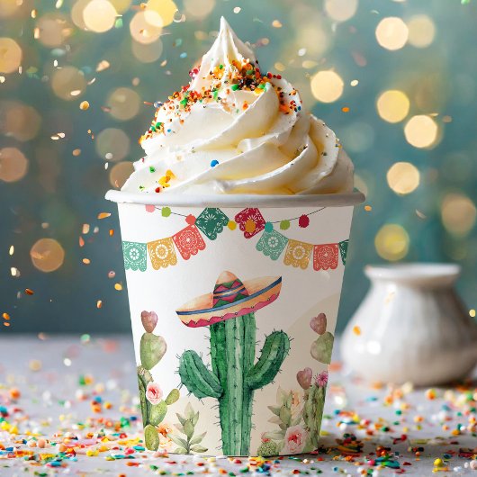 Fiesta Waterverf Cactus Mexicaans Party Succulent Papieren Bekers