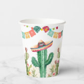Fiesta Waterverf Cactus Mexicaans Party Succulent Papieren Bekers (Achterkant)