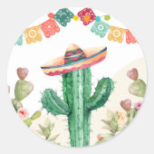 Fiesta Waterverf Cactus Mexicaans Party Succulent Ronde Sticker (Voorkant)