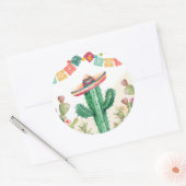 Fiesta Waterverf Cactus Mexicaans Party Succulent Ronde Sticker (Envelop)