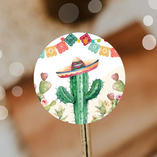 Fiesta Waterverf Cactus Mexicaans Party Succulent Ronde Sticker