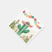 Fiesta Waterverf Cactus Mexicaans Party Succulent Servet (Hoek)