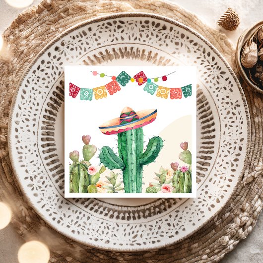 Fiesta Waterverf Cactus Mexicaans Party Succulent Servet