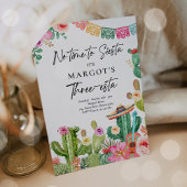 Fiesta Waterverf Cactus Three-esta Birthday Party Kaart