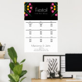 Fiesta Wedding Birthday Mexican Seating Chart Poster (Thuiskantoor)