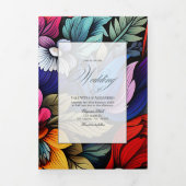 Fiesta Wedding Guest Details, Foto & QR-code Drieluik Uitnodiging (Cover)