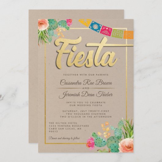 Fiesta Wedding Invitation Kaart (Voorkant / Achterkant)