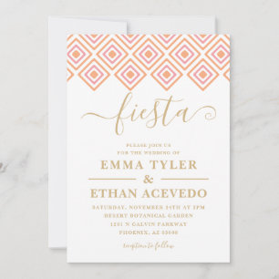Fiesta Wedding Invitation, Pink and Gold Kaart