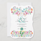 Fiesta Wedding Llama Folk Flowers Cacti Kaart (Voorkant)