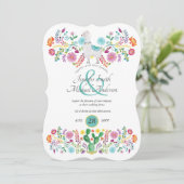 Fiesta Wedding Llama Folk Flowers Cacti Kaart (Staand voorkant)