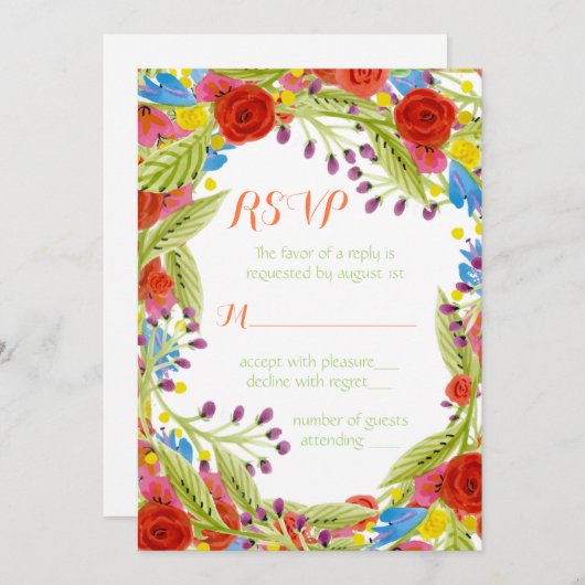 Fiesta Wedding RSVP Kaart (Voorkant / Achterkant)