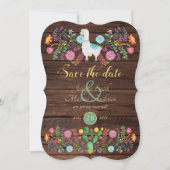 Fiesta Wedding Save the Date Llama Folk Flowers Kaart (Voorkant)
