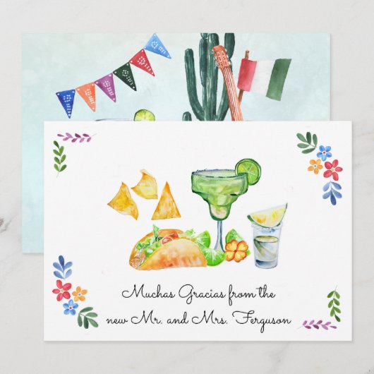 Fiesta Wedding | Tacos en Tequila Hartelijk dank Bedankkaart (Voorkant / Achterkant)