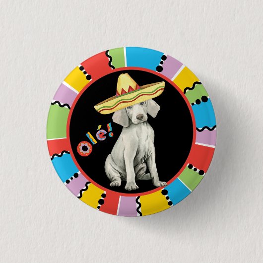 Fiesta Weimaraner Pinback Button (Voorkant)