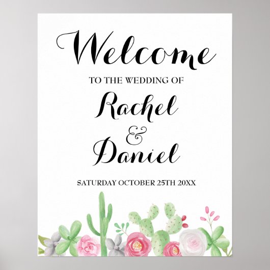 Fiesta Welcome Poster Wedding Mexico Cactus Poster (Voorkant)