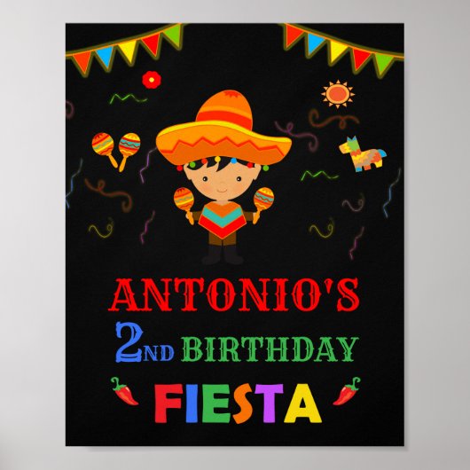 Fiesta welkomstpartijbord First fiesta mexican boy Poster (Voorkant)