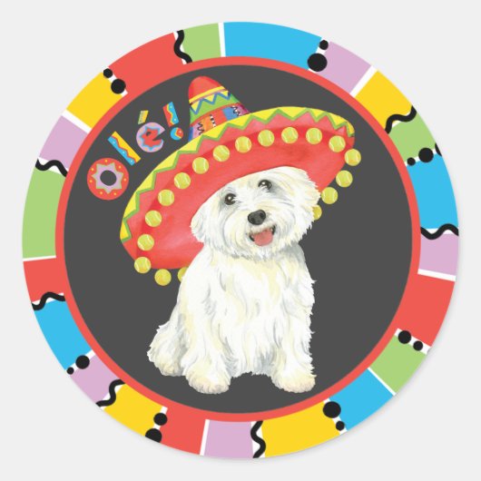 Fiesta Westie Ronde Sticker (Voorkant)