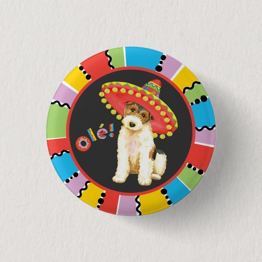 Fiesta Wire Fox Terrier Ronde Button 3,2 Cm (Voorkant)