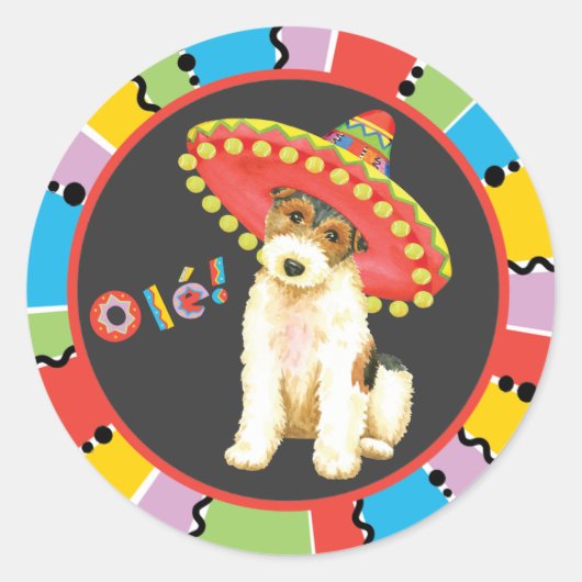 Fiesta Wire Fox Terrier Ronde Sticker (Voorkant)