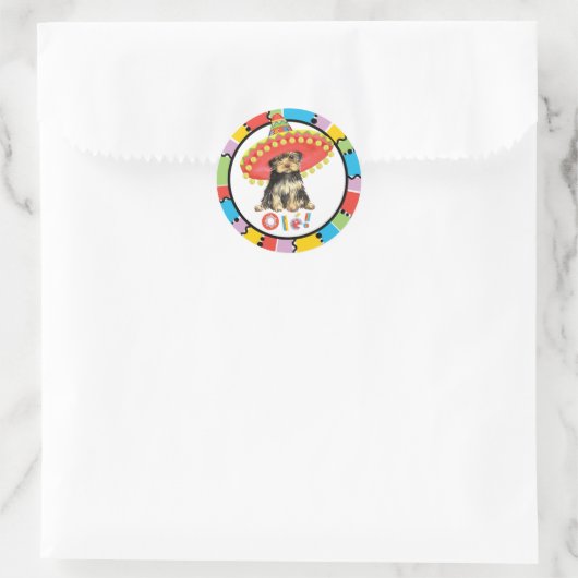 Fiesta Yorkie Ronde Sticker (Tas)