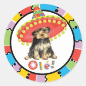 Fiesta Yorkie Ronde Sticker (Voorkant)