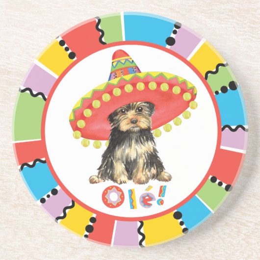 Fiesta Yorkie Zandsteen Onderzetter (Voorkant)