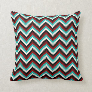 Fiesta Zigzag Chevron Pattern Black Red Turquoise Kussen
