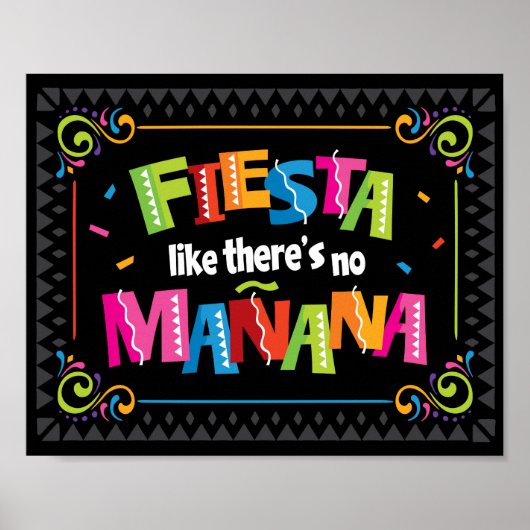 FIESTA ZOALS ER GEEN MANANA Party Sign Print IS (Voorkant)
