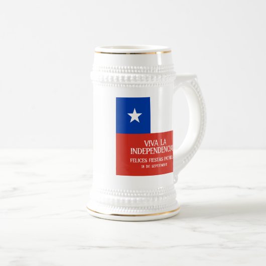 Fiestas Patrias Onafhankelijkheidsdag Chili Vlag Bierpul (Voorkant rechts)