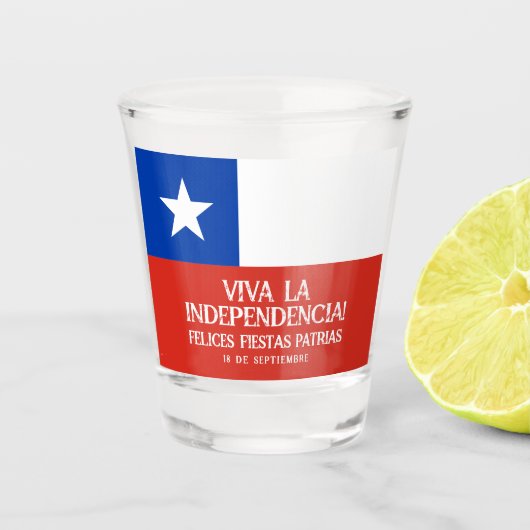Fiestas Patrias Onafhankelijkheidsdag Chili Vlag Shot Glas (Voorkant)