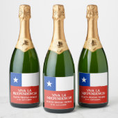 Fiestas Patrias Onafhankelijkheidsdag Chili Vlag Sparkling Wijnetiket (Flessen)