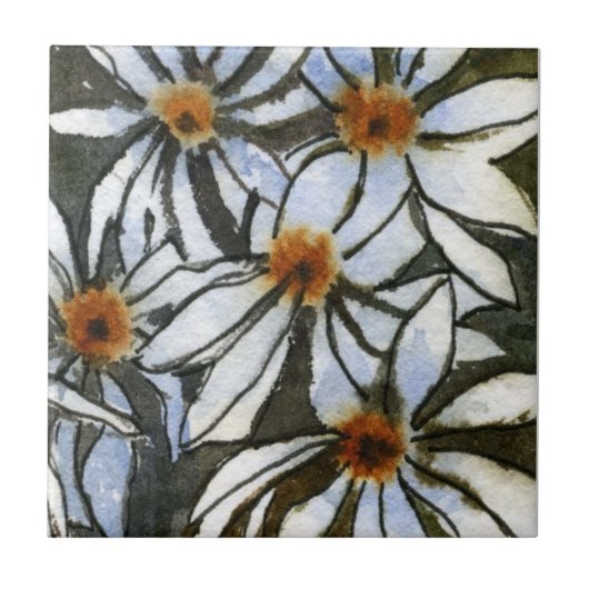 "Fiesty Floral #2" Kitchen Garden Ceramic Tile Tegeltje (Voorkant)