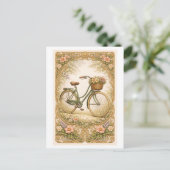 Fietillustratie in vintage stijl briefkaart (Staand voorkant)