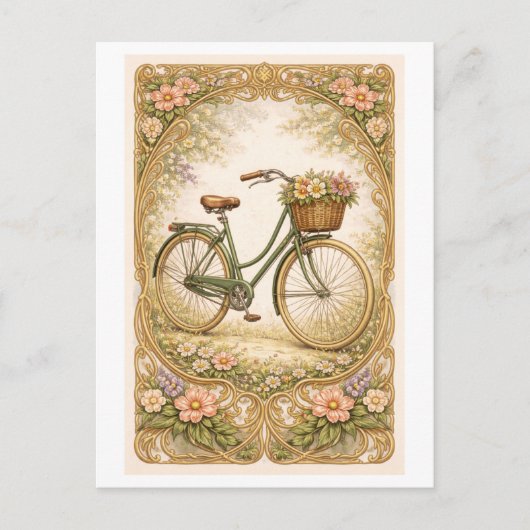 Fietillustratie in vintage stijl briefkaart (Voorkant)
