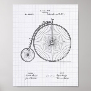 fiets 1883-patentart - Lijnenposter Poster