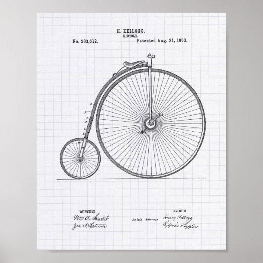 fiets 1883-patentart - Lijnenposter Poster (Voorkant)