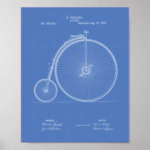 fiets 1883-patentkunst - blauwdruk poster