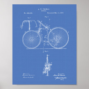 fiets 1890-blauwdruk voor patentkunst poster
