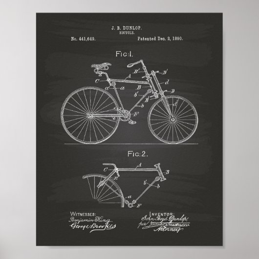 fiets 1890-patentkunst - Chalkboard Poster (Voorkant)