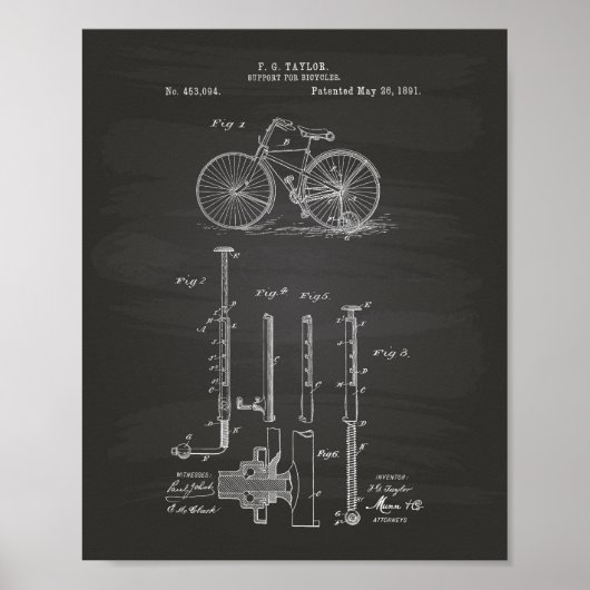 fiets 1891-patentartbord poster (Voorkant)