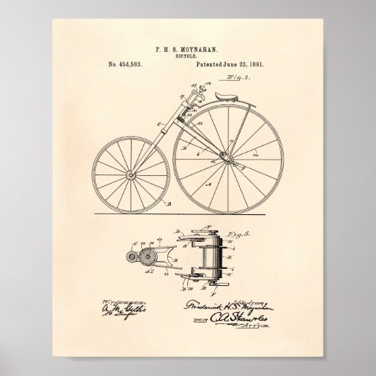  fiets 1891-patentkunst - oude pooier poster (Voorkant)