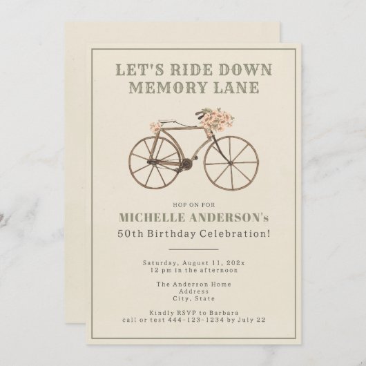  Fiets 50e Verjaardagsfeest Kaart (Voorkant / Achterkant)