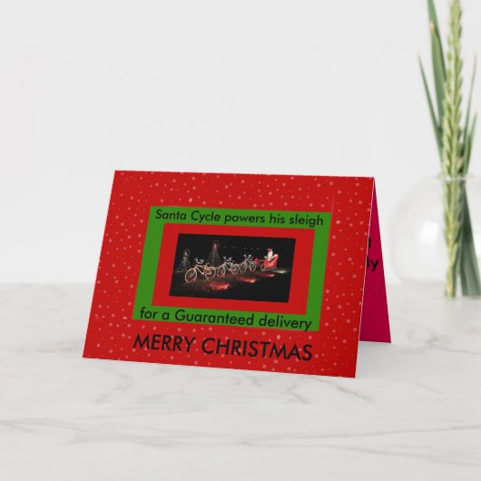 Fiets aangedreven slee kerstkaart feestdagen kaart (Voorkant)